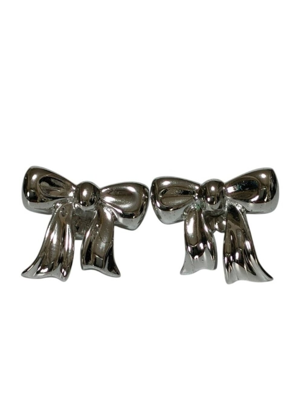 Tiffany & Co 925 Ribbon Motif Stud Earrings Silver